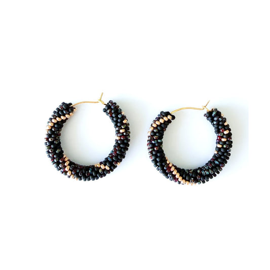 Black Marble - Hoop Earrings