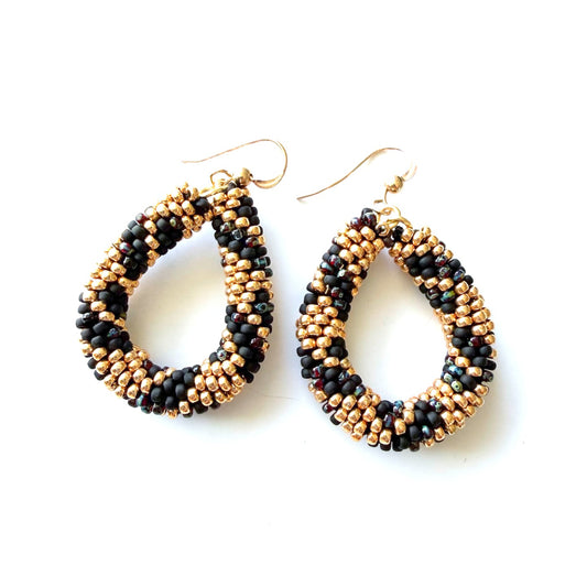 Black Marble - Teardrop Earrings - B